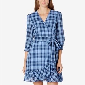 Draper James Reba Wrap Dress Midnight Plaid Size 16
